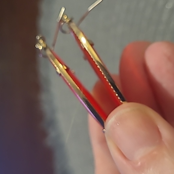 Kendra Scott Danielle drop earrings in bright red and gold VVG preloved conditio - Picture 3 of 9